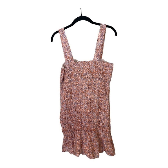 NWT ZARA Orange Floral Smocked Ruffle Bodycon Mini Dress Size Large Blogger Fave - Picture 7 of 9